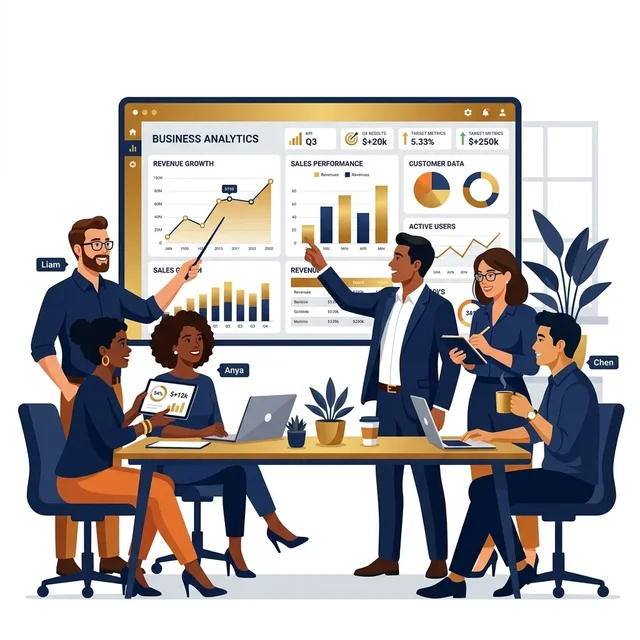 Financial Reports and Growth Charts Illustration